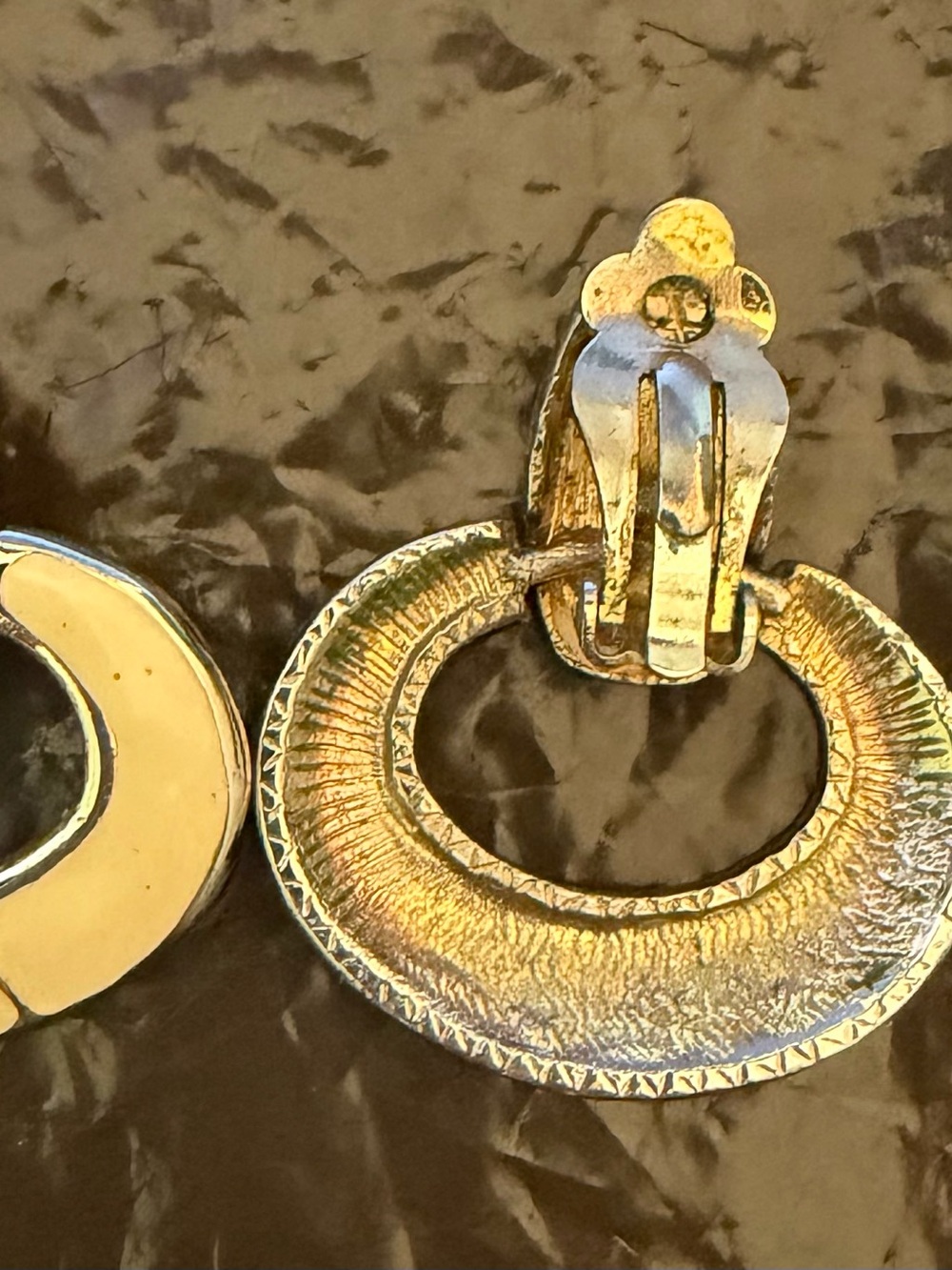 Gold-Tone Textured Hoop Clip-On Earrings - Unbranded